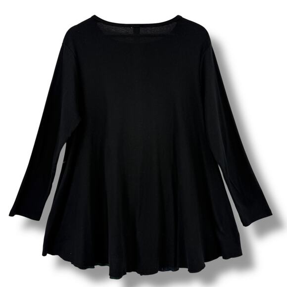 Sacred Threads Black Cotton Tunic Top Floral Butterfly Boho Artsy One Size - Picture 5 of 7